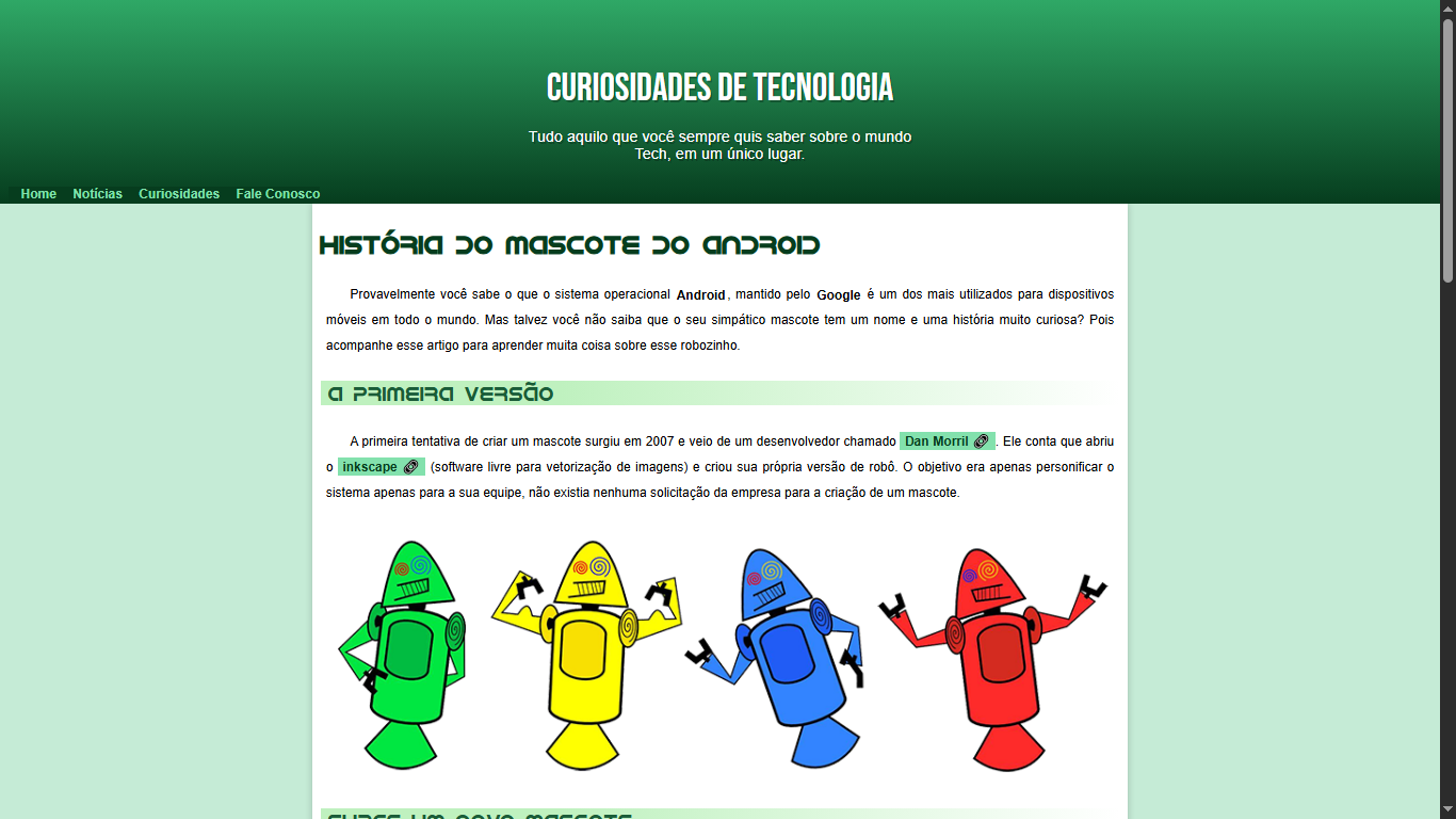 Imagem do Projeto Android History